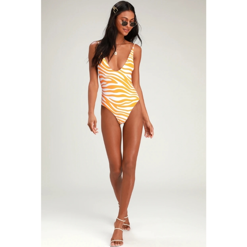 NWT Bond-Eye Viva Golden Wild Things Tiger Print One Piece Swimsuit Size XS
